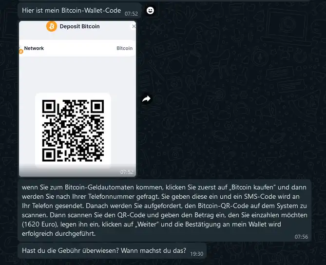 Bitcoin-Adresse der Scammer