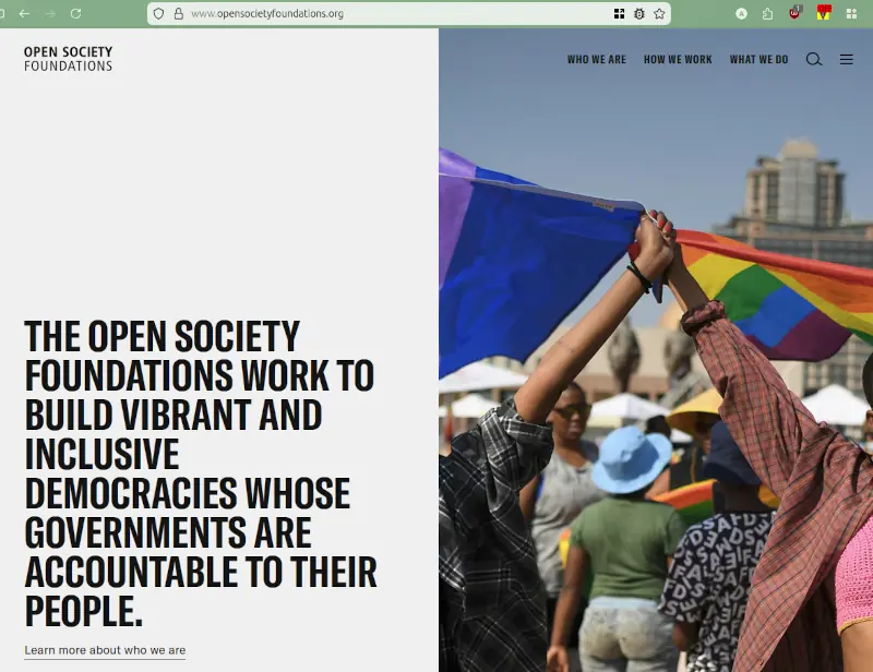 Die Webseite der echten Foundation nach der Weiterleitung