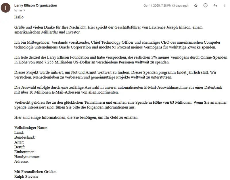 Die E-Mail im Ganzen