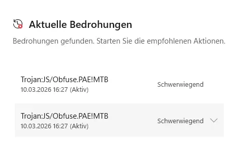 Windows Defender schlägt Alarm