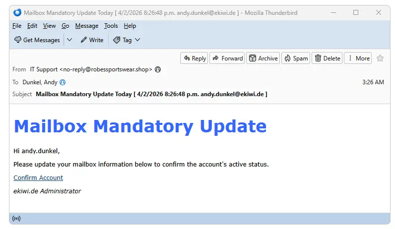 Klingt wichtig, die Mail mit dem Link