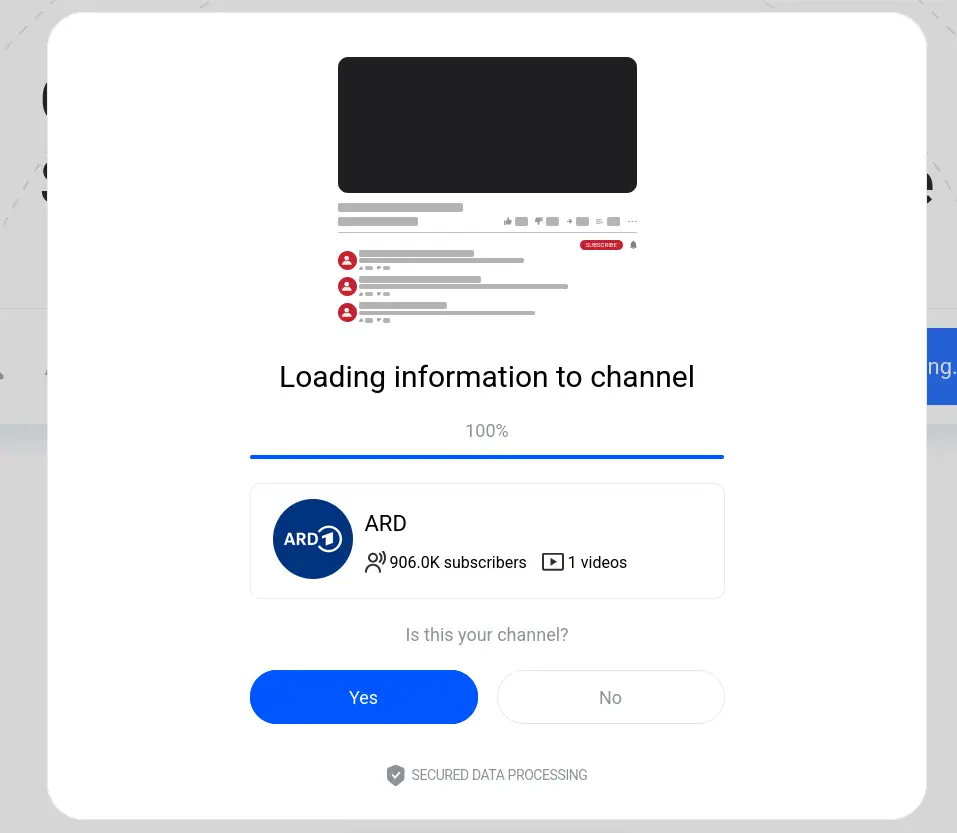 Link angeklickt, die angebliche Prüfung des Kanals