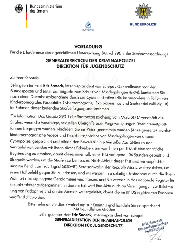 Das vermeintliche Schreiben