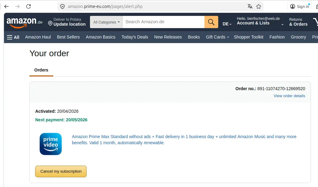 Eingeloggt im Fake-Bereich