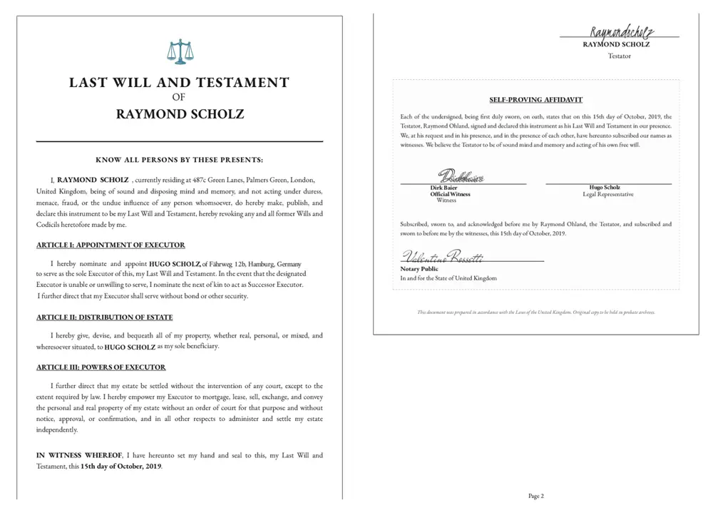 Das Testament von Hugos Onkel