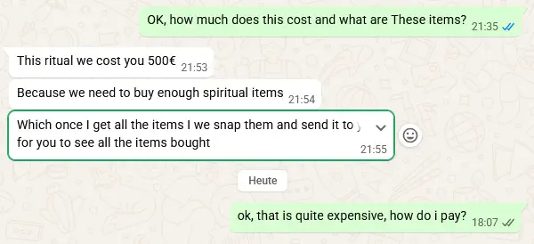 500 Euro für gesegnete Gegenstände